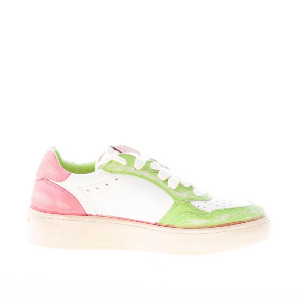 BACK 70 donna sneaker Slam D V7 in pelle BIANCO più verde e rosa - immagine 5
