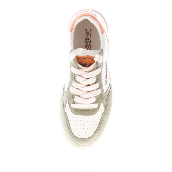 BACK 70 donna sneaker Slam H Vintage in pelle BIANCO più OLIVA e ARANCIONE - immagine 7