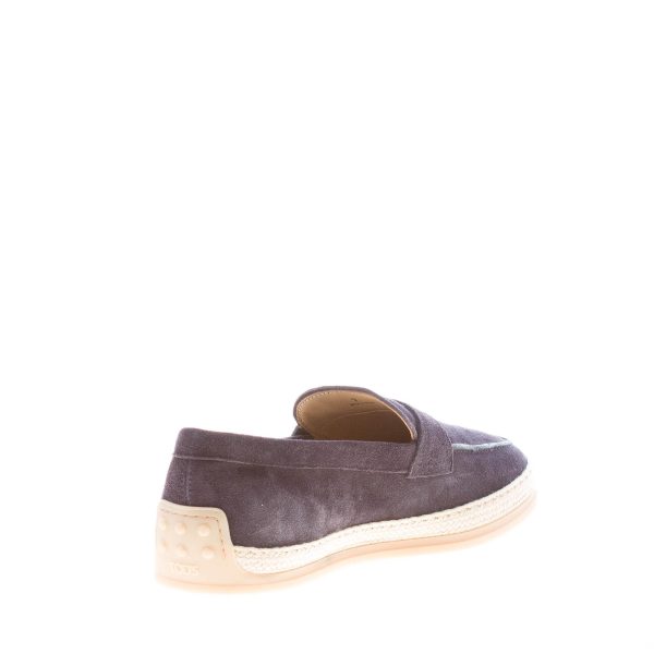 TOD'S uomo mocassino in camoscio BLU GALASSIA con mascherina e rafia. Suola in gomma - immagine 4