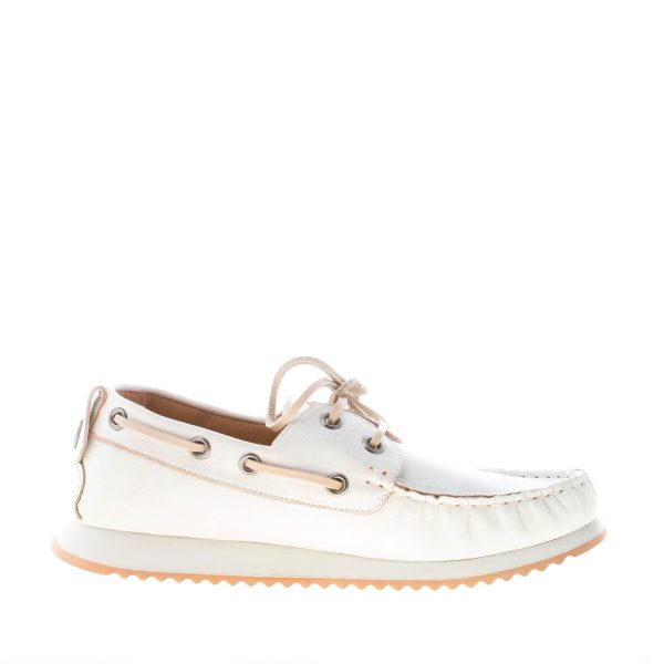 VOILE BLANCHE uomo mocassino da barca Hull in pelle abrasivata dusty BEIGE - immagine 5