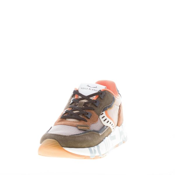 VOILE BLANCHE uomo sneaker Club01 in camoscio e tessuto a rete MILITARE MARRONE ARANCIONE - immagine 2