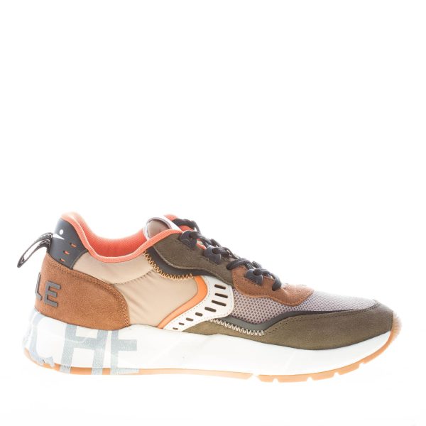 VOILE BLANCHE uomo sneaker Club01 in camoscio e tessuto a rete MILITARE MARRONE ARANCIONE - immagine 5