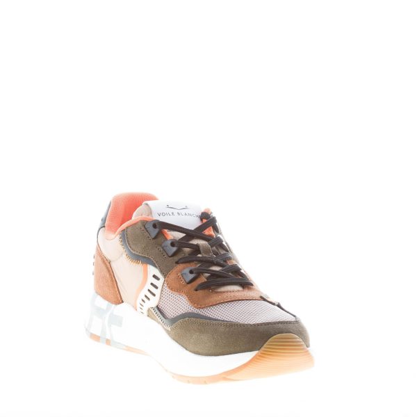 VOILE BLANCHE uomo sneaker Club01 in camoscio e tessuto a rete MILITARE MARRONE ARANCIONE - immagine 6
