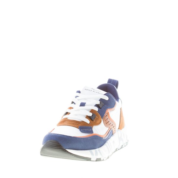 VOILE BLANCHE uomo sneaker Club01 in camoscio e tessuto nylon BLU BIANCO MARRONE - immagine 2