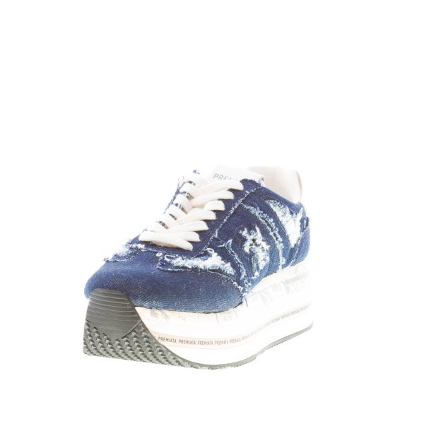 PREMIATA donna sneaker Beth 6714 in tessuto jeans strappato BLU - immagine 2