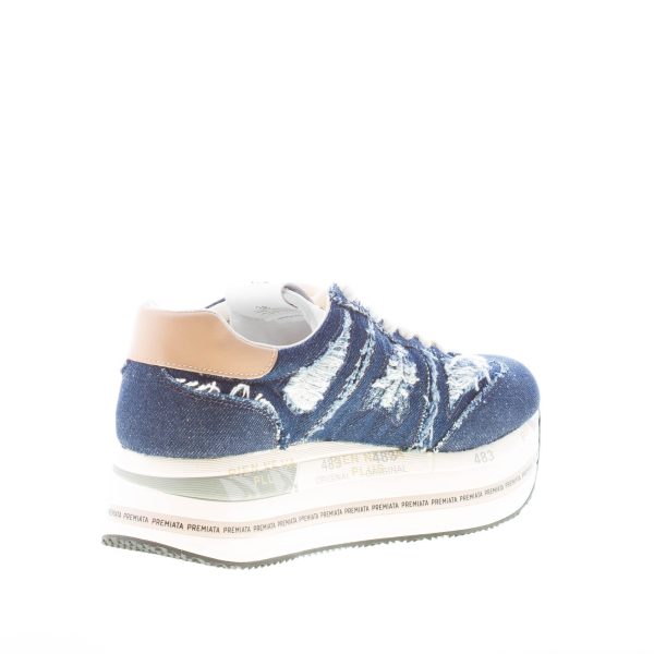PREMIATA donna sneaker Beth 6714 in tessuto jeans strappato BLU - immagine 4