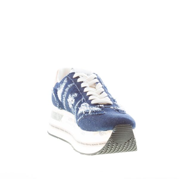 PREMIATA donna sneaker Beth 6714 in tessuto jeans strappato BLU - immagine 6