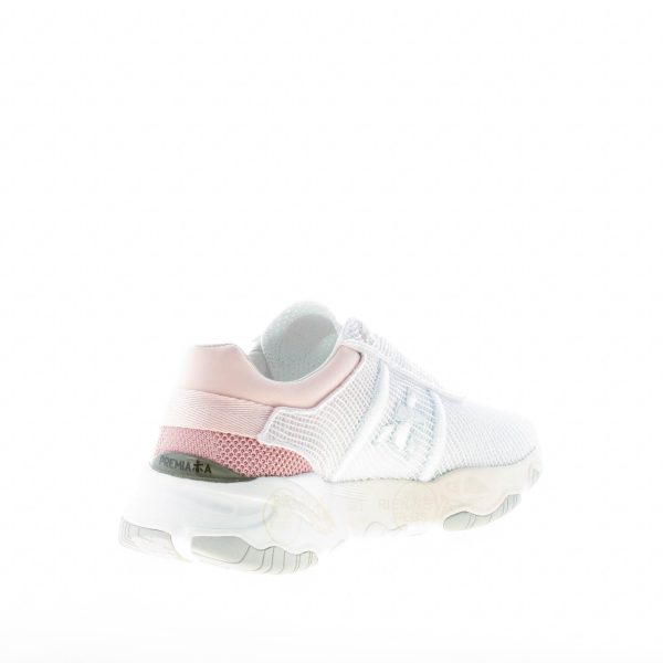 PREMIATA donna sneaker BUFF 6207 in tessuto tecnico a rete BIANCO più rosa - immagine 4