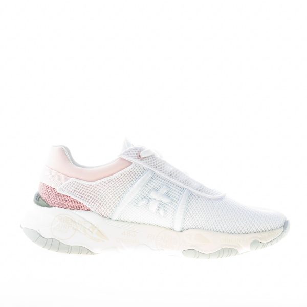 PREMIATA donna sneaker BUFF 6207 in tessuto tecnico a rete BIANCO più rosa - immagine 5