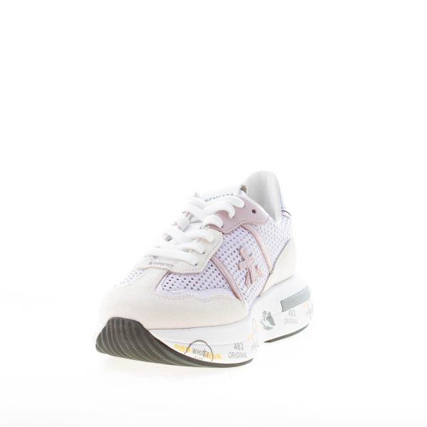 PREMIATA donna sneaker Cassie 6342 in camoscio BEIGE e tessuto traforato LILLA - immagine 2