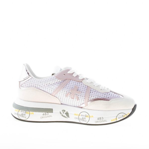 PREMIATA donna sneaker Cassie 6342 in camoscio BEIGE e tessuto traforato LILLA - immagine 5