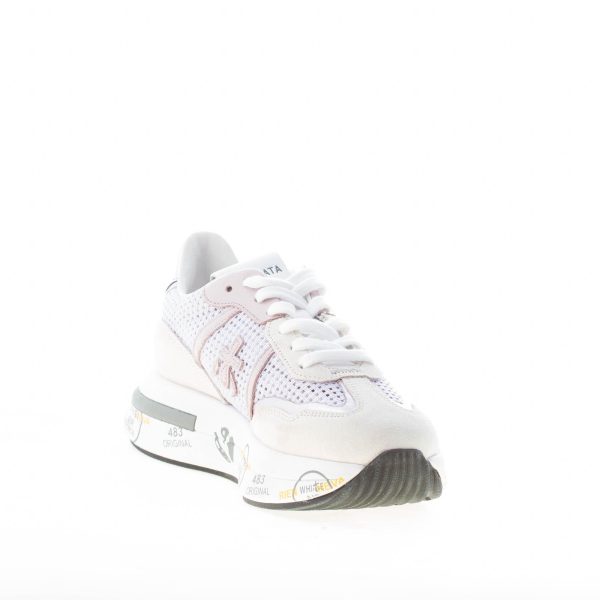 PREMIATA donna sneaker Cassie 6342 in camoscio BEIGE e tessuto traforato LILLA - immagine 6