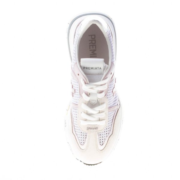 PREMIATA donna sneaker Cassie 6342 in camoscio BEIGE e tessuto traforato LILLA - immagine 7