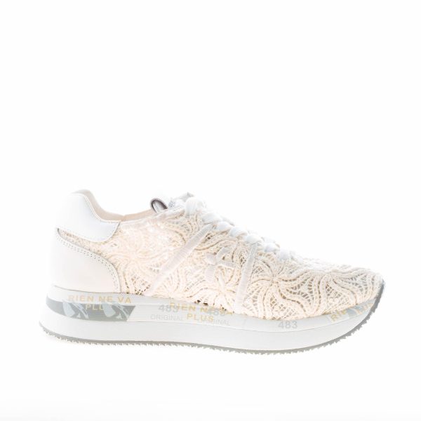 PREMIATA donna sneaker Conny 6787 in tessuto ricamato a maglia BEIGE - immagine 5
