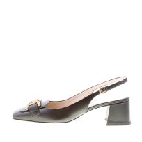 TOD'S donna decolletè slingback Kate in pelle NERO con catena oro. Tacco 5 cm