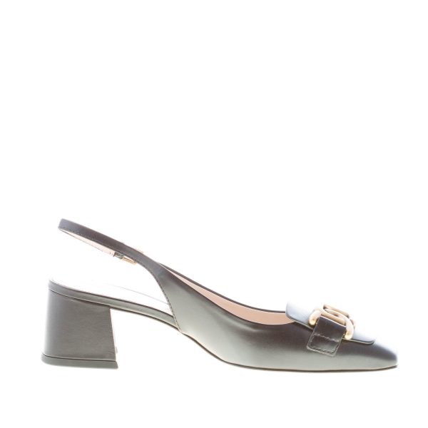 TOD'S donna decolletè slingback Kate in pelle NERO con catena oro. Tacco 5 cm - immagine 5