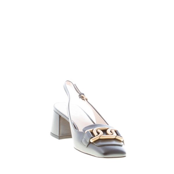 TOD'S donna decolletè slingback Kate in pelle NERO con catena oro. Tacco 5 cm - immagine 6