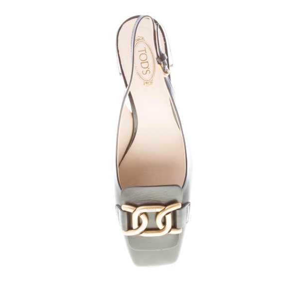 TOD'S donna decolletè slingback Kate in pelle NERO con catena oro. Tacco 5 cm - immagine 7