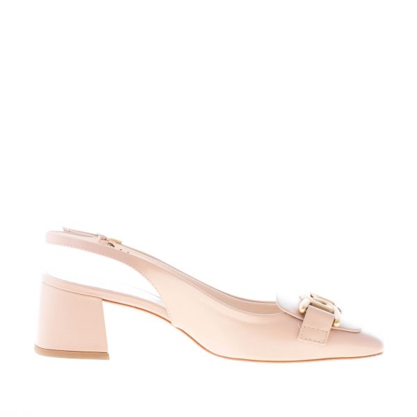 TOD'S donna decolletè slingback Kate in pelle ROSA CIPRIA con catena oro. Tacco 5 cm - immagine 5