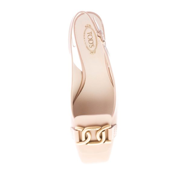TOD'S donna decolletè slingback Kate in pelle ROSA CIPRIA con catena oro. Tacco 5 cm - immagine 7