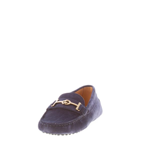 TOD'S donna mocassino Gommino in camoscio BLU GALASSIA con accessorio T-Ring oro. Suola gommini - immagine 2