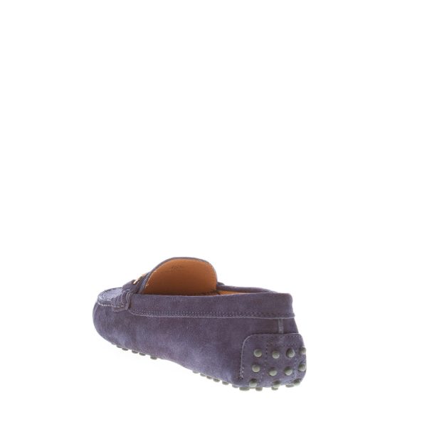 TOD'S donna mocassino Gommino in camoscio BLU GALASSIA con accessorio T-Ring oro. Suola gommini - immagine 3