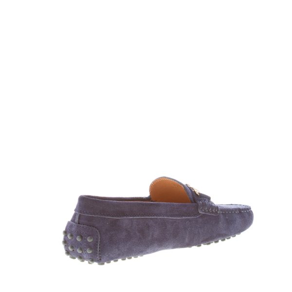 TOD'S donna mocassino Gommino in camoscio BLU GALASSIA con accessorio T-Ring oro. Suola gommini - immagine 4