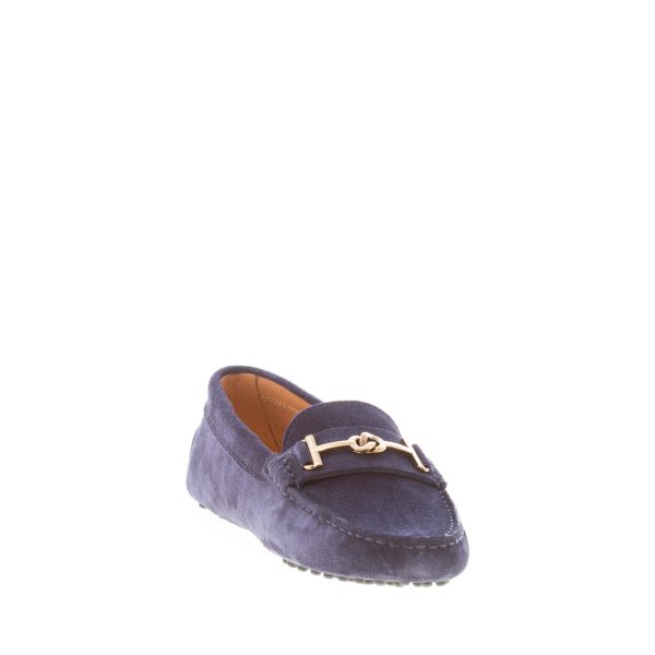 TOD'S donna mocassino Gommino in camoscio BLU GALASSIA con accessorio T-Ring oro. Suola gommini - immagine 6