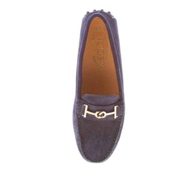 TOD'S donna mocassino Gommino in camoscio BLU GALASSIA con accessorio T-Ring oro. Suola gommini - immagine 7