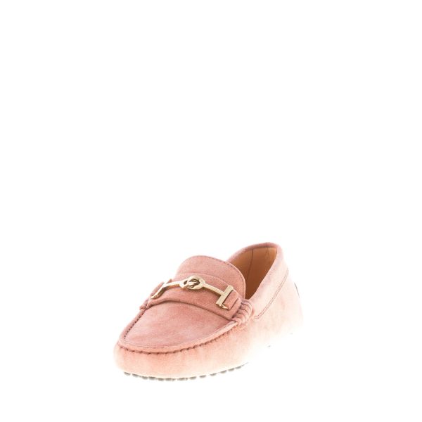 TOD'S donna mocassino Gommino in camoscio ROSA ANTICO con accessorio T-Ring oro. Suola gommini - immagine 2