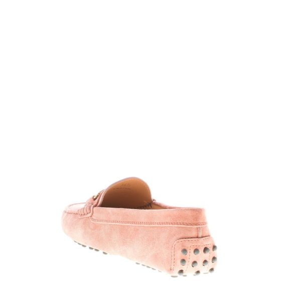 TOD'S donna mocassino Gommino in camoscio ROSA ANTICO con accessorio T-Ring oro. Suola gommini - immagine 3