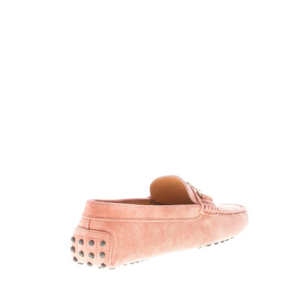 TOD'S donna mocassino Gommino in camoscio ROSA ANTICO con accessorio T-Ring oro. Suola gommini - immagine 4