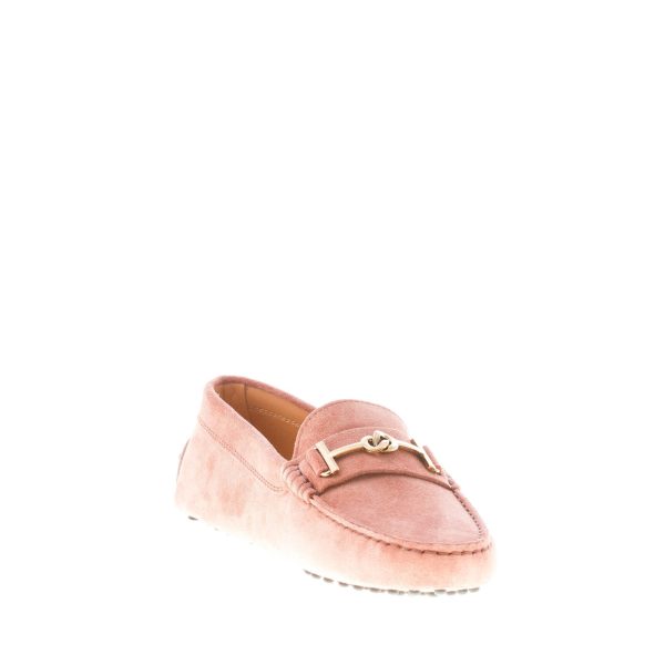 TOD'S donna mocassino Gommino in camoscio ROSA ANTICO con accessorio T-Ring oro. Suola gommini - immagine 6
