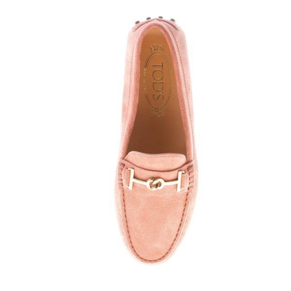 TOD'S donna mocassino Gommino in camoscio ROSA ANTICO con accessorio T-Ring oro. Suola gommini - immagine 7