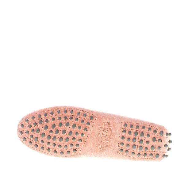 TOD'S donna mocassino Gommino in camoscio ROSA ANTICO con accessorio T-Ring oro. Suola gommini - immagine 8