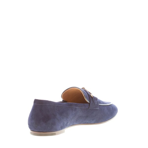 TOD'S donna mocassino in camoscio BLU GALASSIA con morsetto T-Ring. Suola cuoio - immagine 4