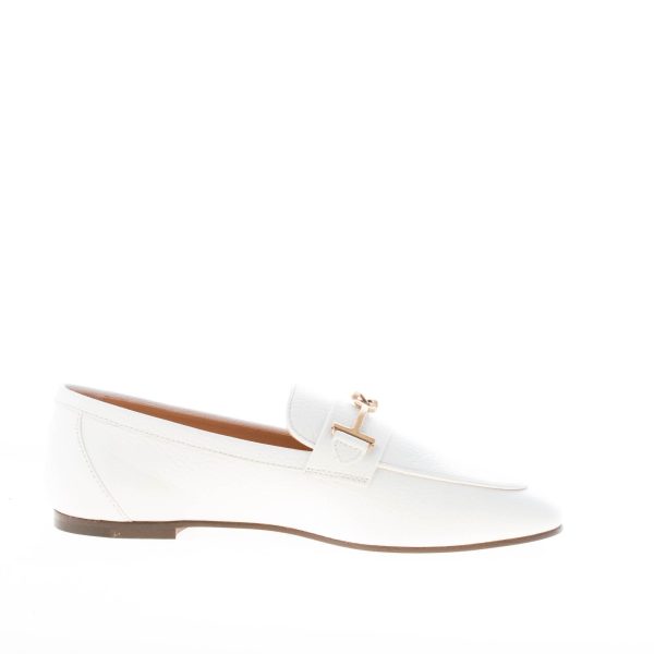 TOD'S donna mocassino in pelle YOGURT con morsetto T-Ring. Suola cuoio - immagine 5