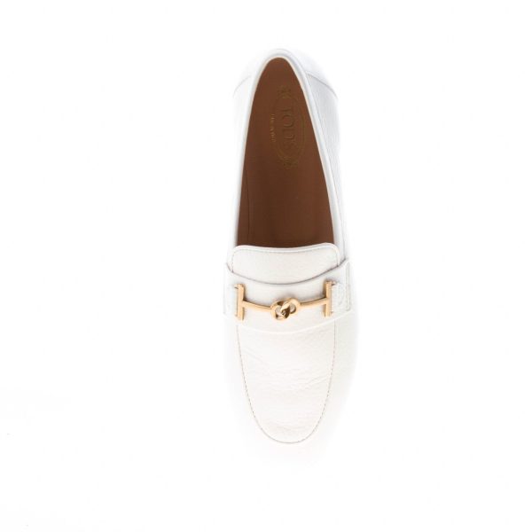 TOD'S donna mocassino in pelle YOGURT con morsetto T-Ring. Suola cuoio - immagine 7