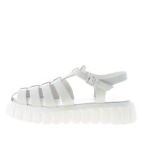 VOILE BLANCHE donna sandalo Grenelle Spider in pelle BIANCO con listini a gabbia. Zeppa 4,5 cm