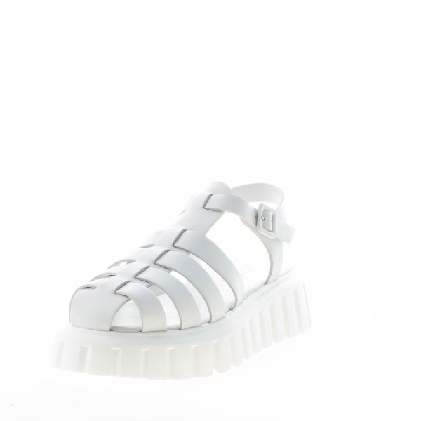 VOILE BLANCHE donna sandalo Grenelle Spider in pelle BIANCO con listini a gabbia. Zeppa 4,5 cm - immagine 2