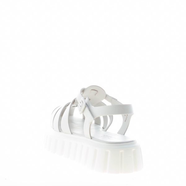 VOILE BLANCHE donna sandalo Grenelle Spider in pelle BIANCO con listini a gabbia. Zeppa 4,5 cm - immagine 3