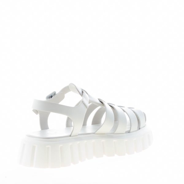 VOILE BLANCHE donna sandalo Grenelle Spider in pelle BIANCO con listini a gabbia. Zeppa 4,5 cm - immagine 4