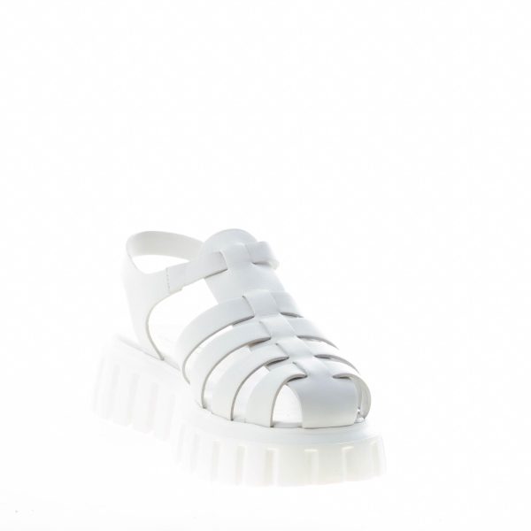 VOILE BLANCHE donna sandalo Grenelle Spider in pelle BIANCO con listini a gabbia. Zeppa 4,5 cm - immagine 5