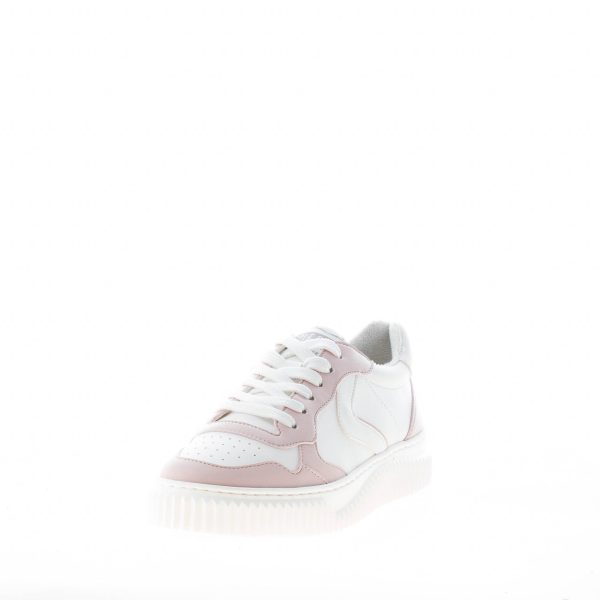 VOILE BLANCHE donna sneaker Hybro 03 in pelle vegetale BIANCO più rosa cipria - immagine 2