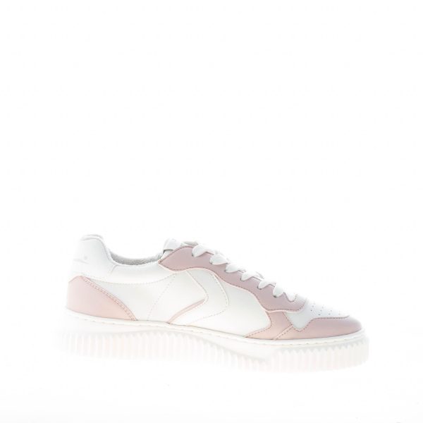 VOILE BLANCHE donna sneaker Hybro 03 in pelle vegetale BIANCO più rosa cipria - immagine 5