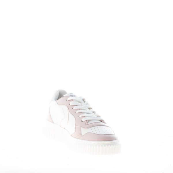 VOILE BLANCHE donna sneaker Hybro 03 in pelle vegetale BIANCO più rosa cipria - immagine 6