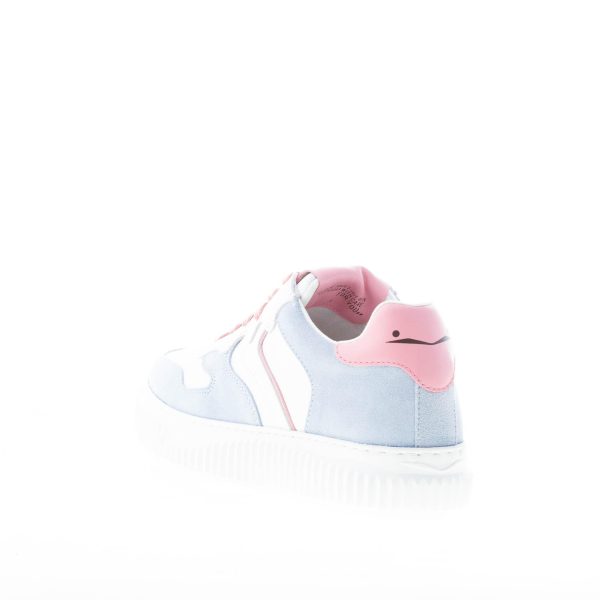 VOILE BLANCHE donna sneaker Laura in pelle BIANCO e camoscio celeste - immagine 3
