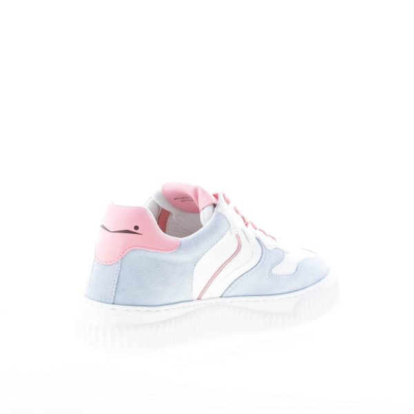 VOILE BLANCHE donna sneaker Laura in pelle BIANCO e camoscio celeste - immagine 4
