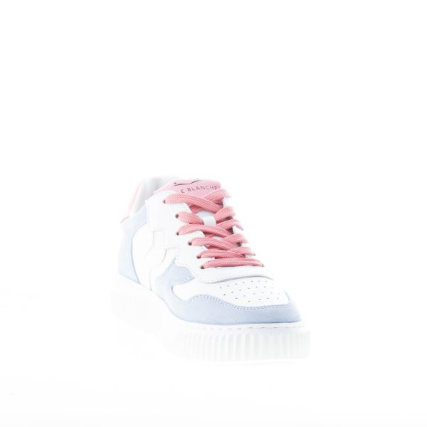 VOILE BLANCHE donna sneaker Laura in pelle BIANCO e camoscio celeste - immagine 6