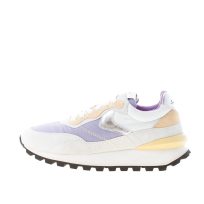 VOILE BLANCHE donna sneaker Qwark Hype in nylon e camoscio BIANCO e LILLA più grigio e senape
